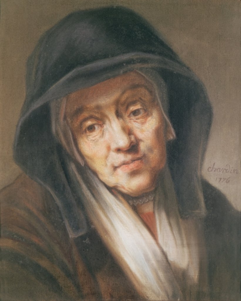 Detail of Copy of a portrait by Rembrandt of his mother, 1776 by Jean-Baptiste Simeon Chardin