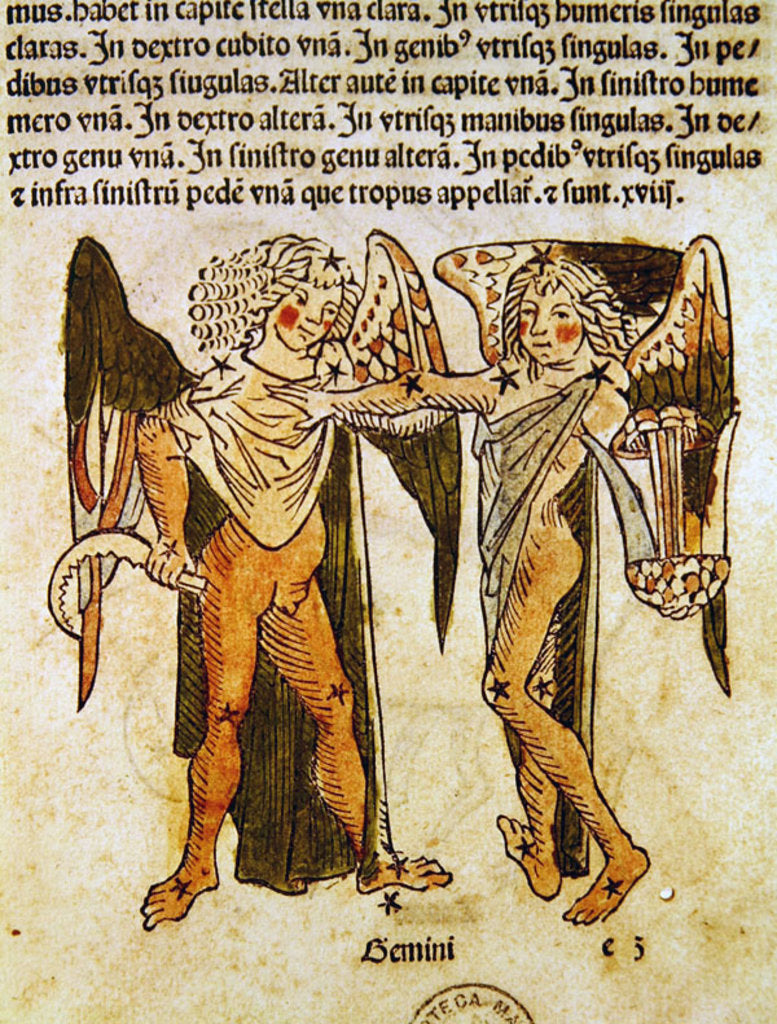 Detail of Gemini an illustration from the 'Poeticon Astronomicon' by C.J. Hyginus, Venice, 1485 by Italian School