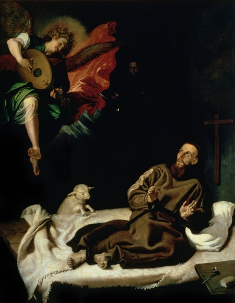 Detail of St. Francis comforted by an Angel Musician by Francisco Ribalta