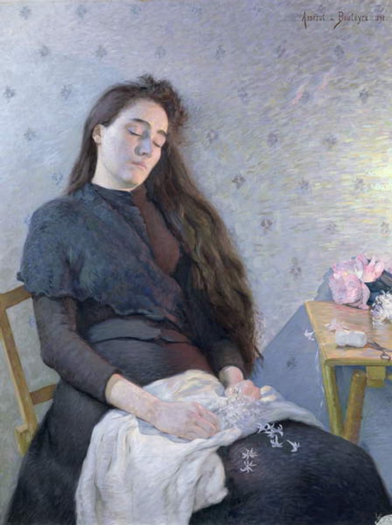 Detail of The Sleeping Flower Girl, 1892 by Eugene Assezat de Bouteyre