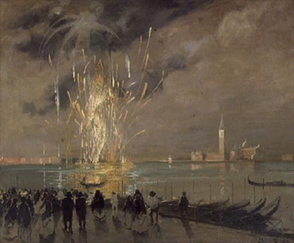 Detail of Fireworks over the Lagoon, c.1914 by Italico Brass