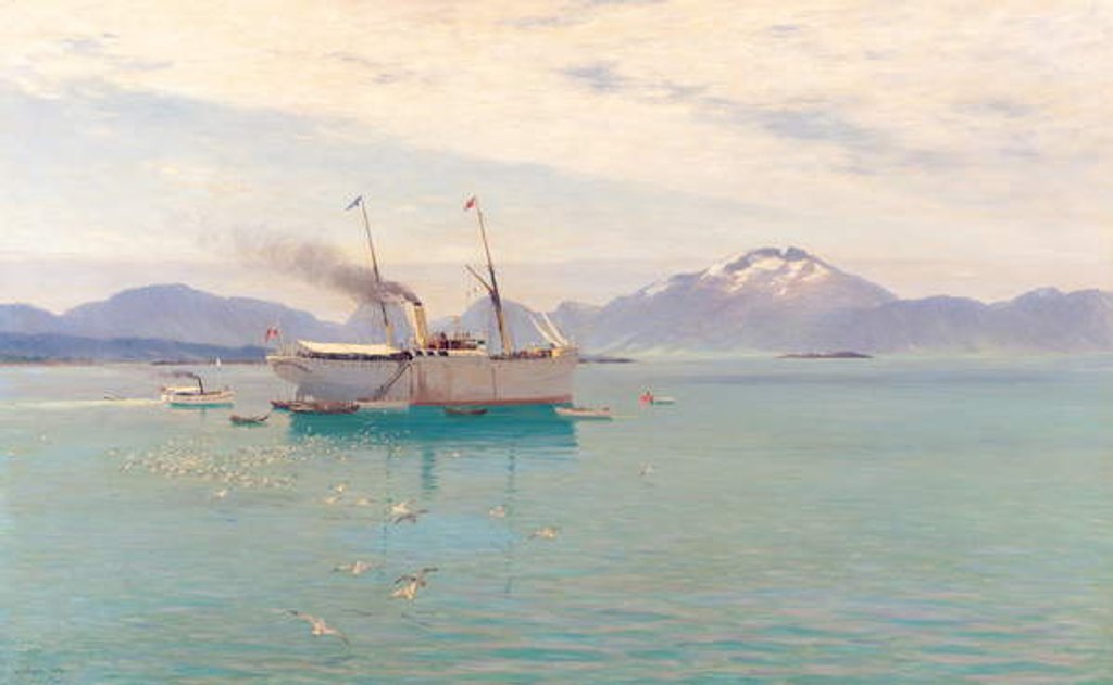 Detail of Summer Morning at Molde, 1892 by Johannes Martin Grimelund