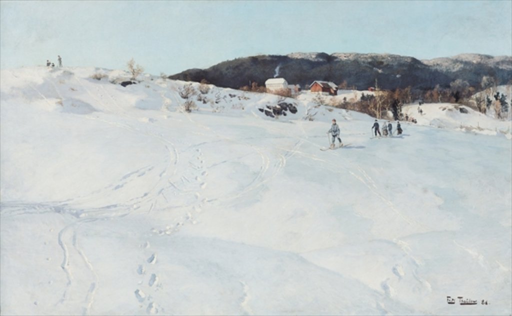 Detail of A Winter's Day in Norway, 1886 by Fritz Thaulow