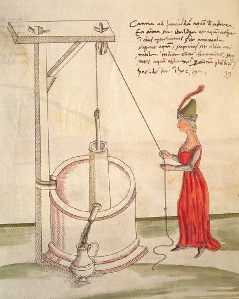 Detail of Woman drawing water from a well by Mariano di Jacopo (1382-c.1453) (after)