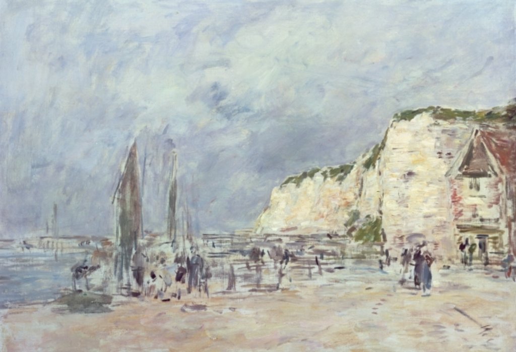 Detail of The Cliffs at Dieppe and the 'Petit Paris' by Eugene Louis Boudin