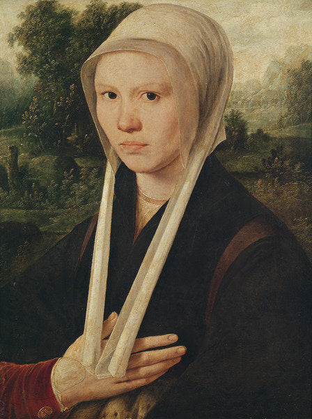 Detail of Portrait of a young woman, c.1530 by Dirk Jacobsz