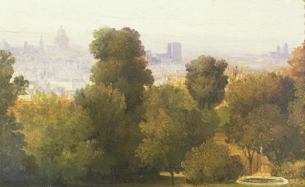 Detail of Paris seen from the Heights of Belleville, c.1830 by Pierre Etienne Theodore Rousseau