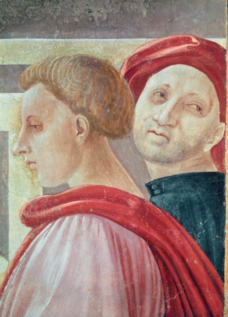 Detail of Heads of two men by Paolo Uccello