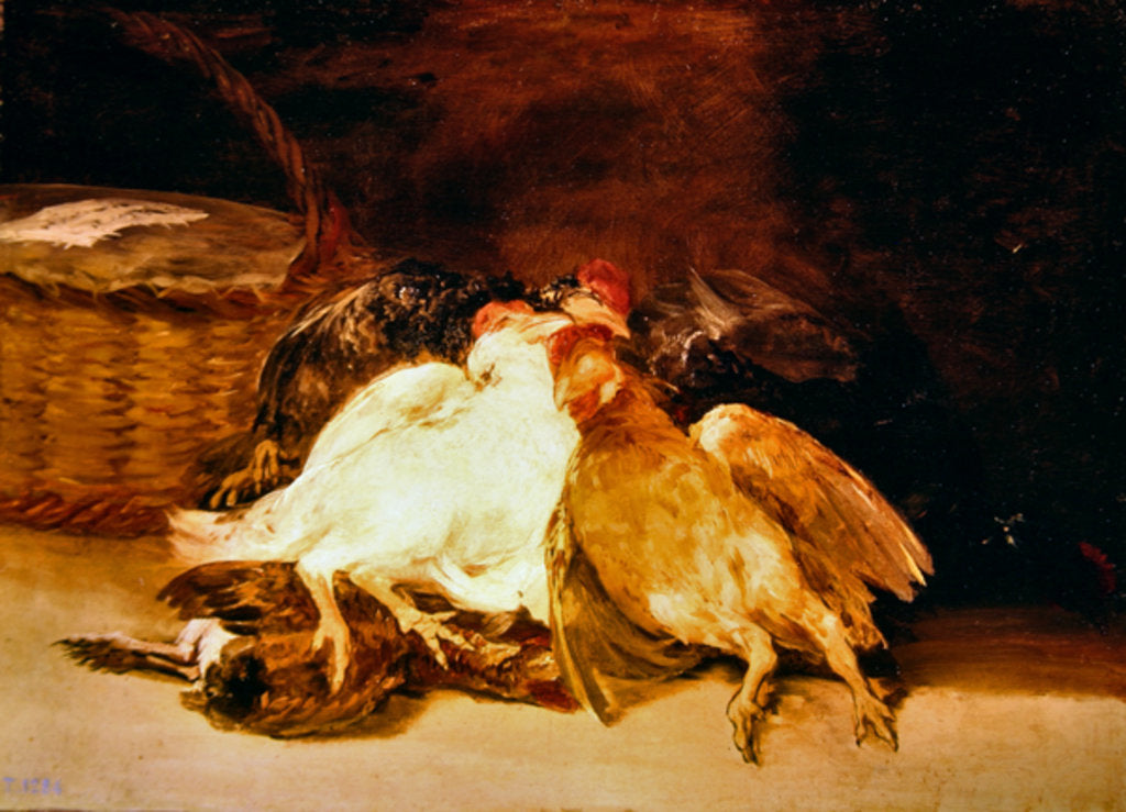 Detail of Still Life with dead chickens and a wicker basket by Francisco Jose de Goya y Lucientes