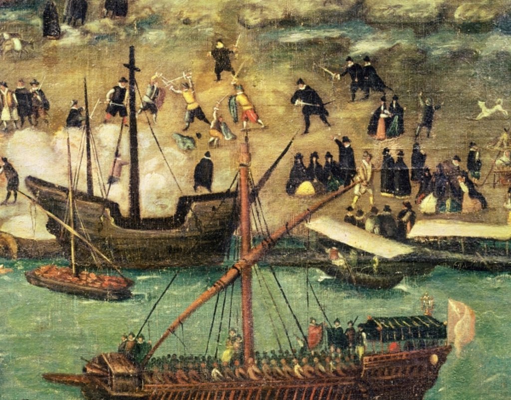 Detail of The Port of Seville, c.1590 by Alonso Sanchez Coello