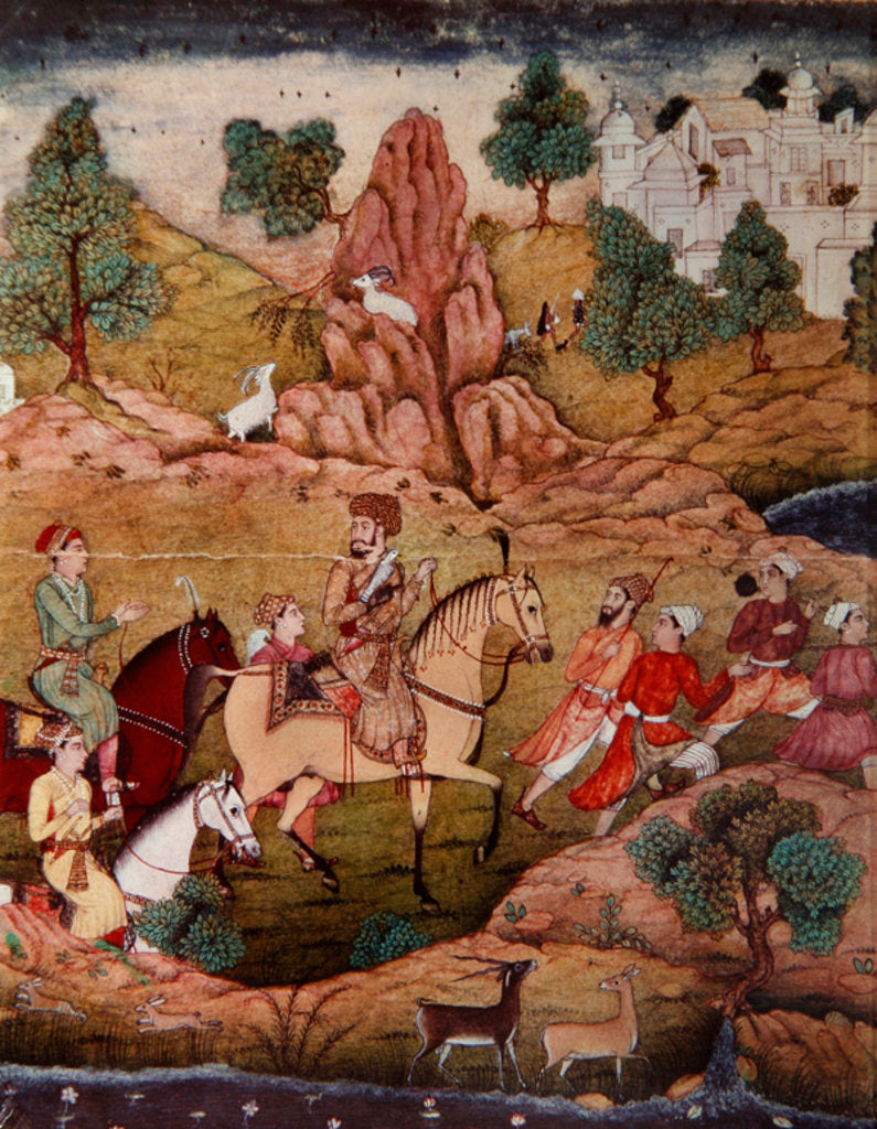 Detail of Hunting with a falcon, Safavid dynasty by Persian School