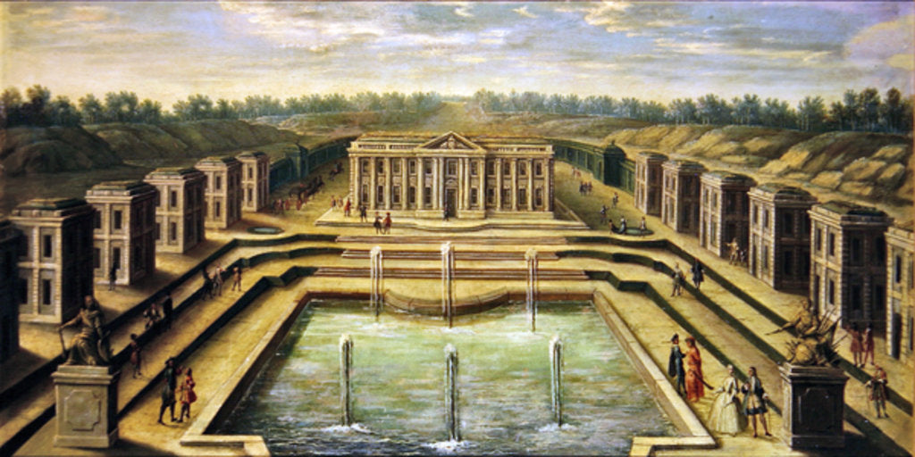 Detail of The Chateau and Pavilions at Marly from the perspective of the gardens, early eighteenth century by French School