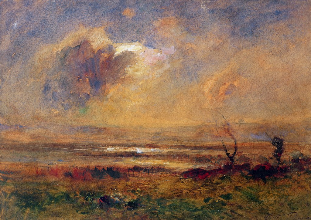 Detail of Sunset on the plain, c.1868 by Auguste Francois Ravier