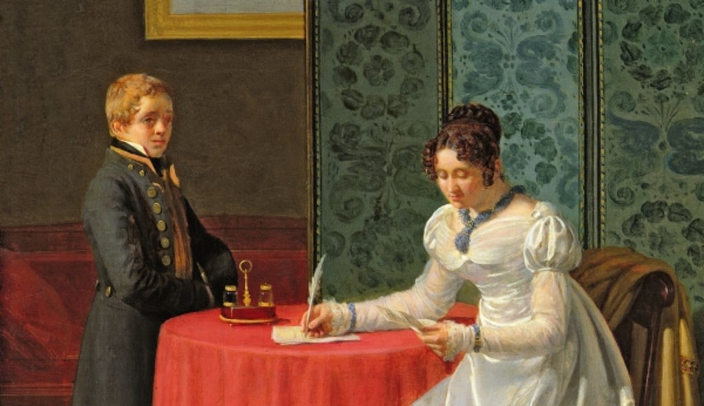 Detail of Woman Writing a Letter by Pierre Duval-Lecamus