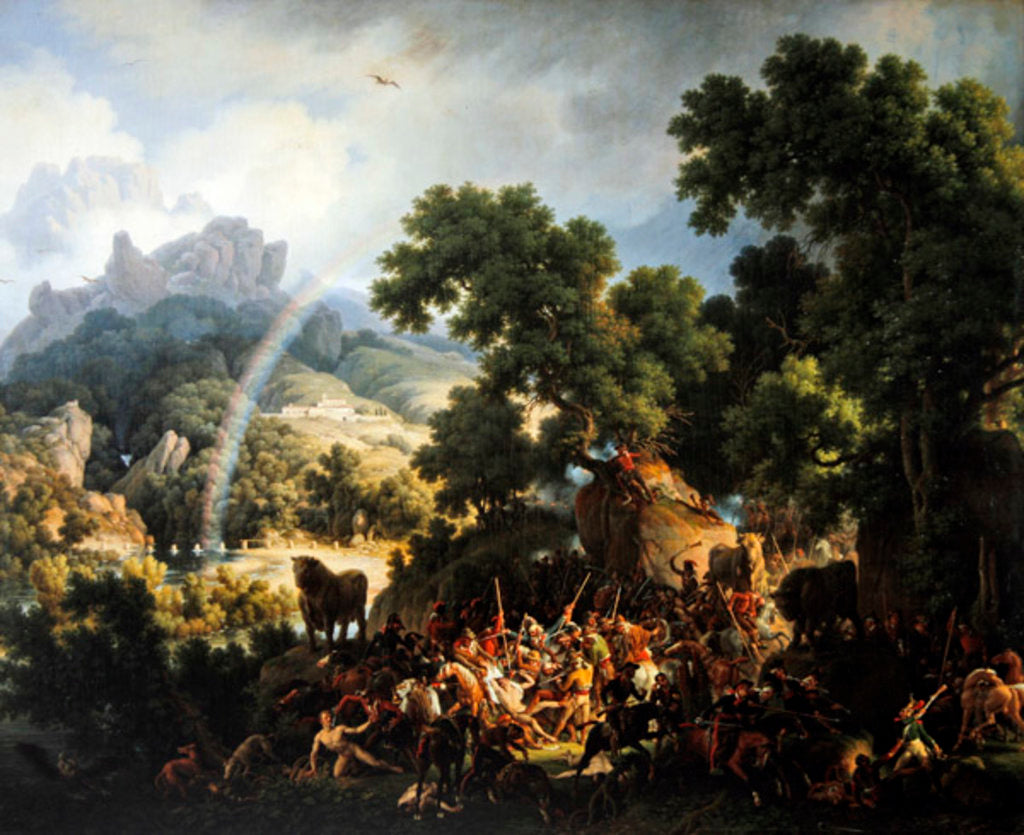 Detail of General Lejeune. captured and stripped naked by Spanish guerilla troops, is rescued by Don Juan Padalea, 1815 by Louis Lejeune