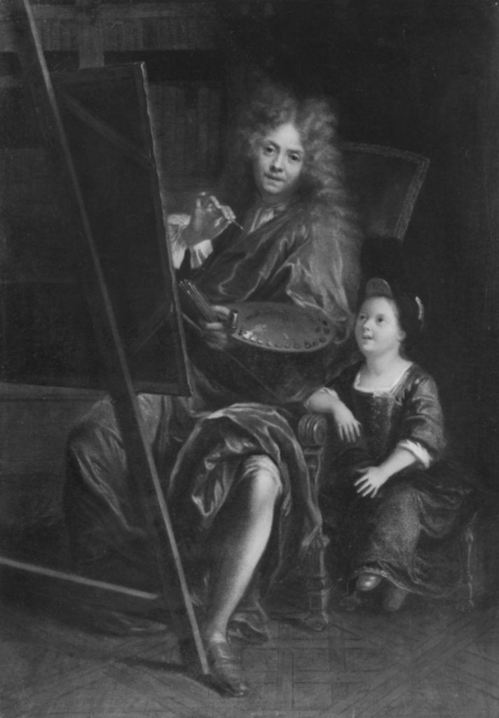 Detail of Self portrait with his son Charles by Antoine Coypel