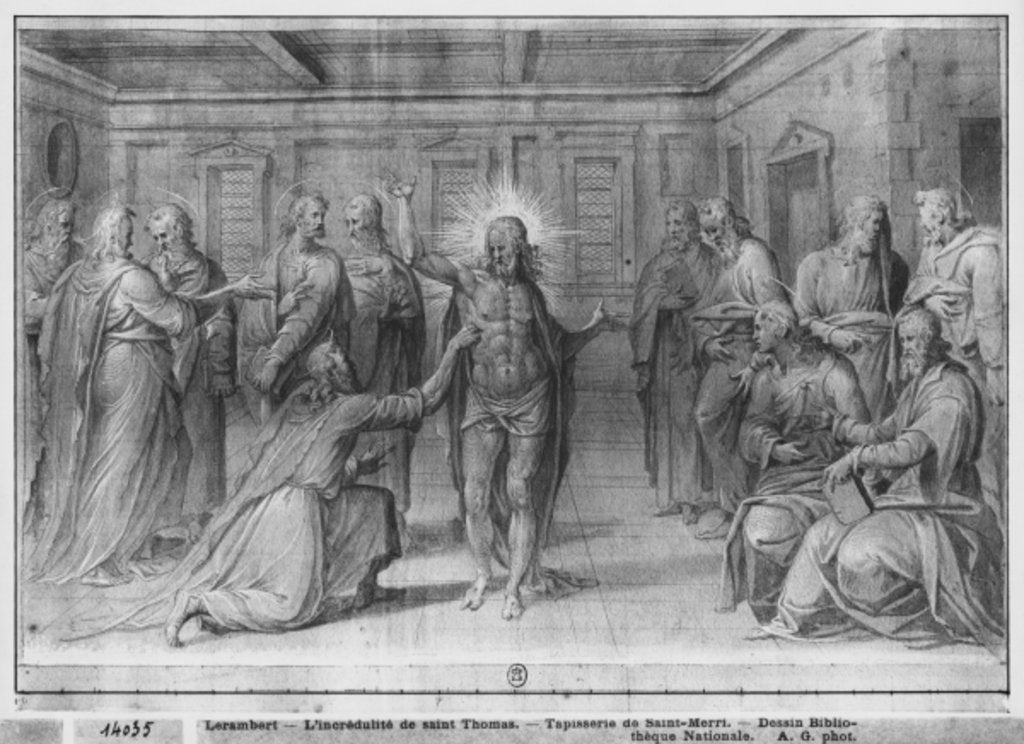 Detail of Life of Christ, Incredulity of St. Thomas by Henri Lerambert