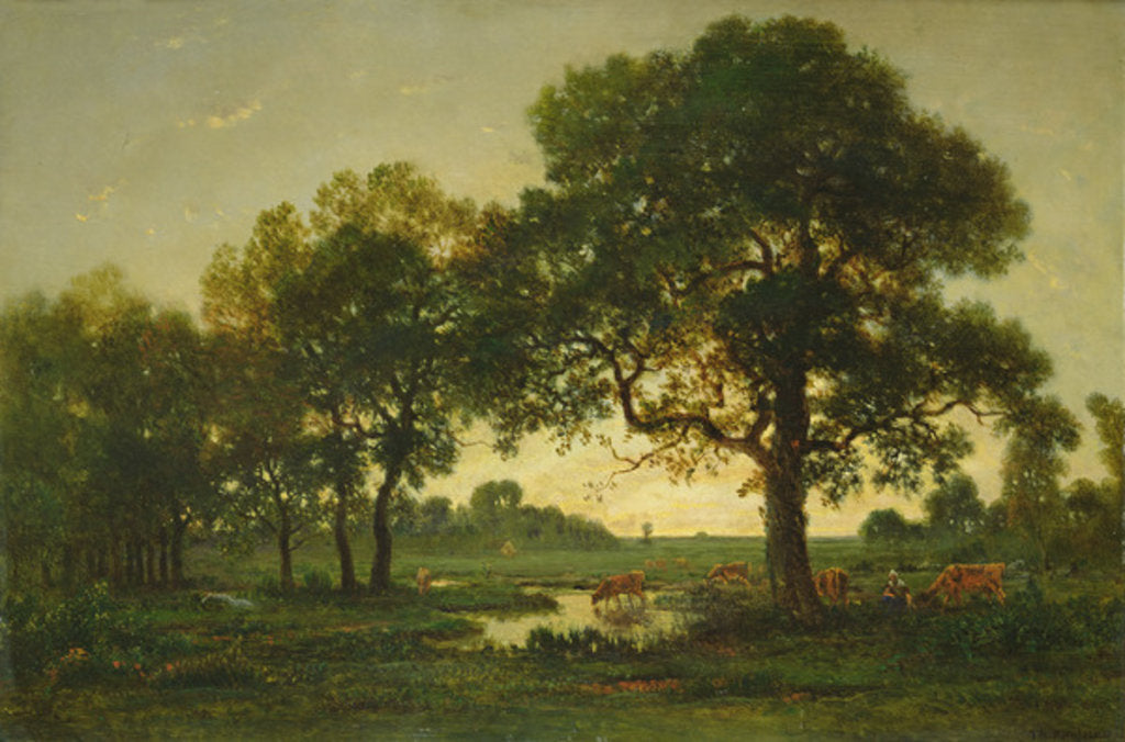 Detail of The Pond Oaks by Theodore Rousseau