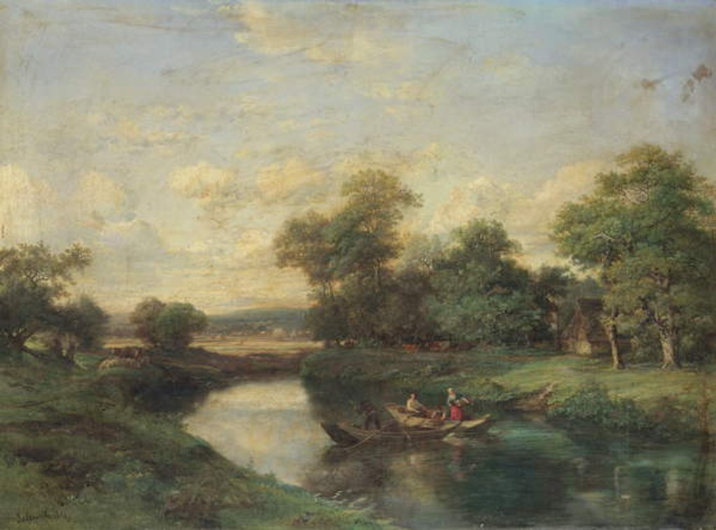 Detail of Landscape at the edge of a river by Jules Andre