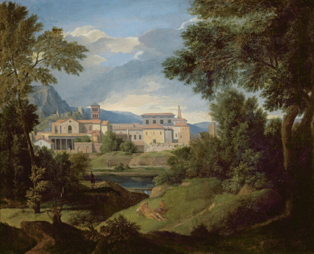 Detail of Italian landscape by Gaspard Poussin Dughet