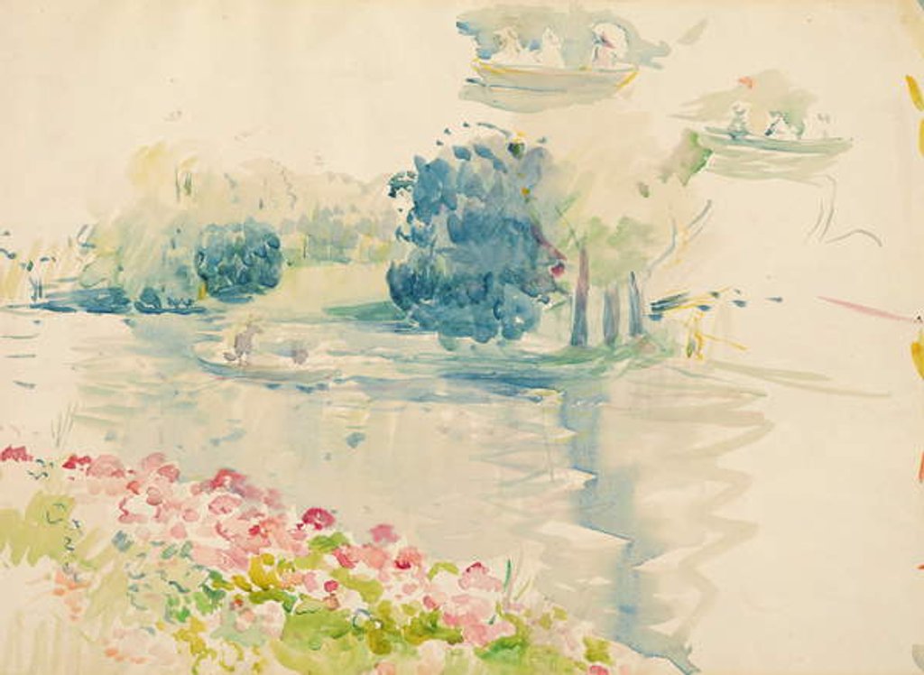 Detail of Geraniums by the lake, 1893 by Berthe Morisot