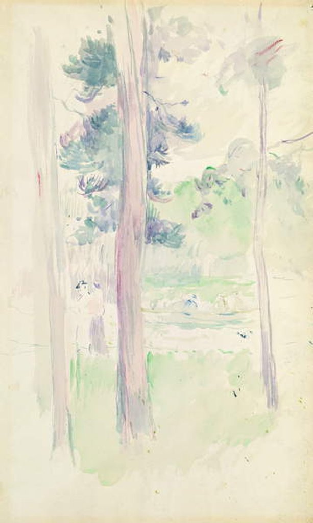 Detail of Pines by the lake, 1893 by Berthe Morisot