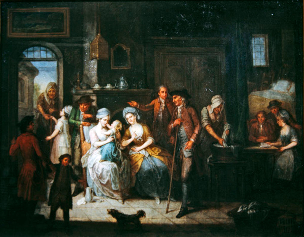 Detail of Interior scene by Antoine Francois Saint-Aubert