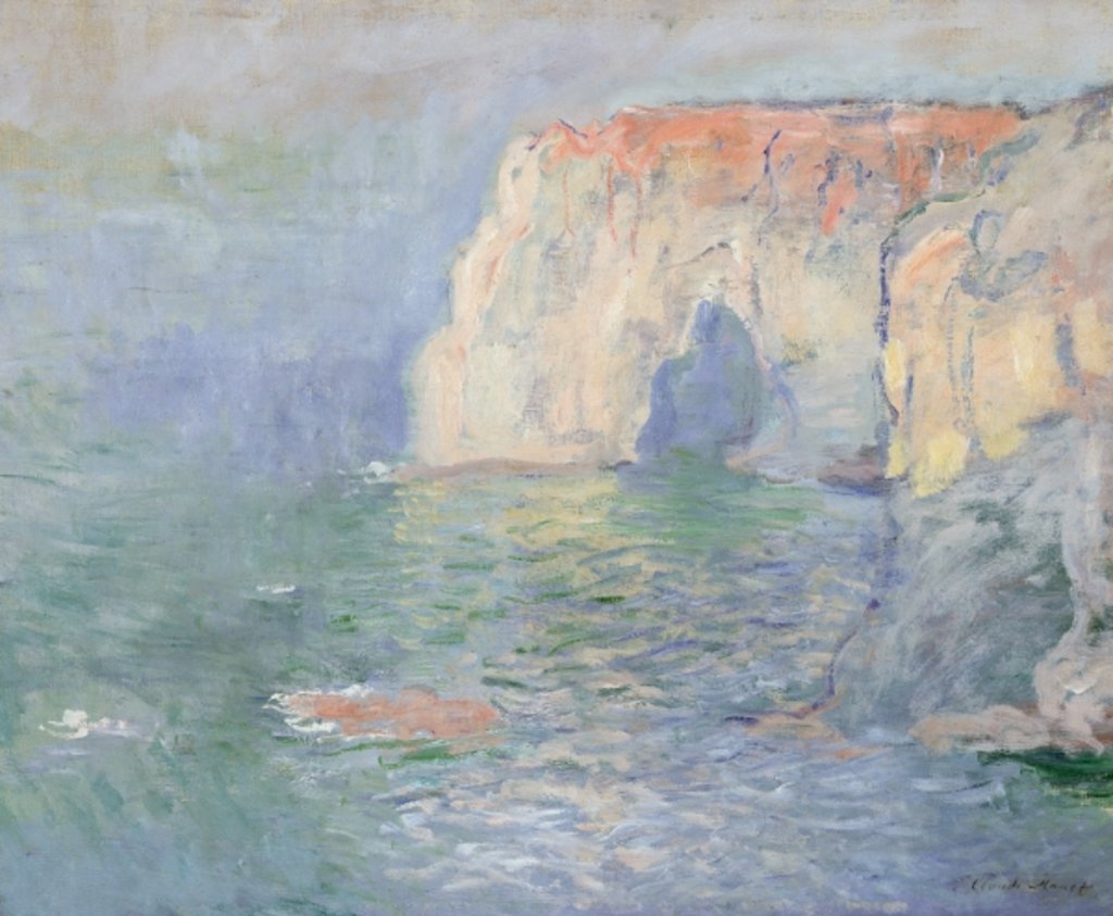 Detail of Etretat: Le Manneport, reflections on the water, 1885 by Claude Monet
