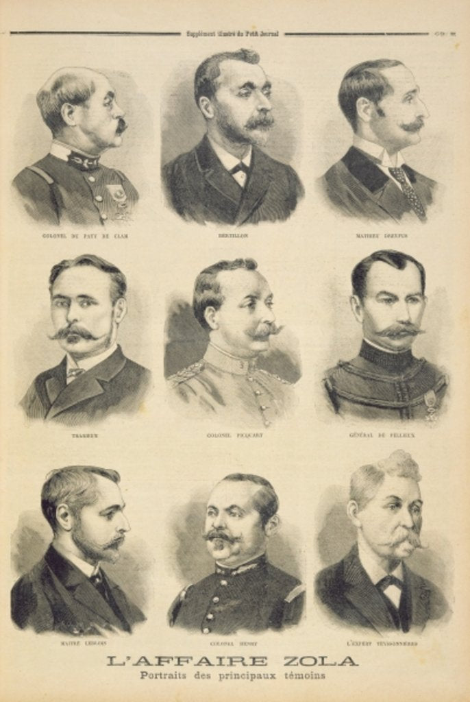 Detail of The Zola Affair: the main witnesses by French School