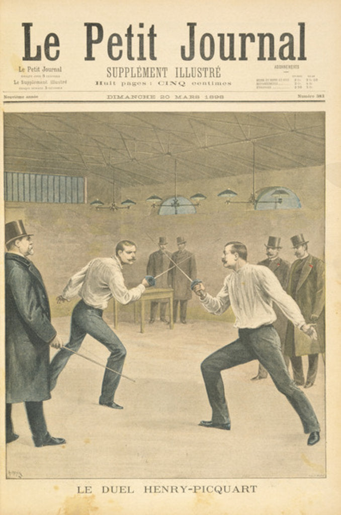 Detail of Title page depicting the Henry-Picquart duel, opposing officers during the Dreyfus affair by Henri Meyer