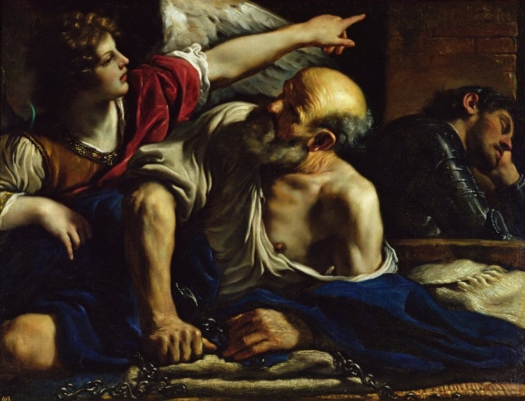 Detail of St. Peter Freed by an Angel by Guercino