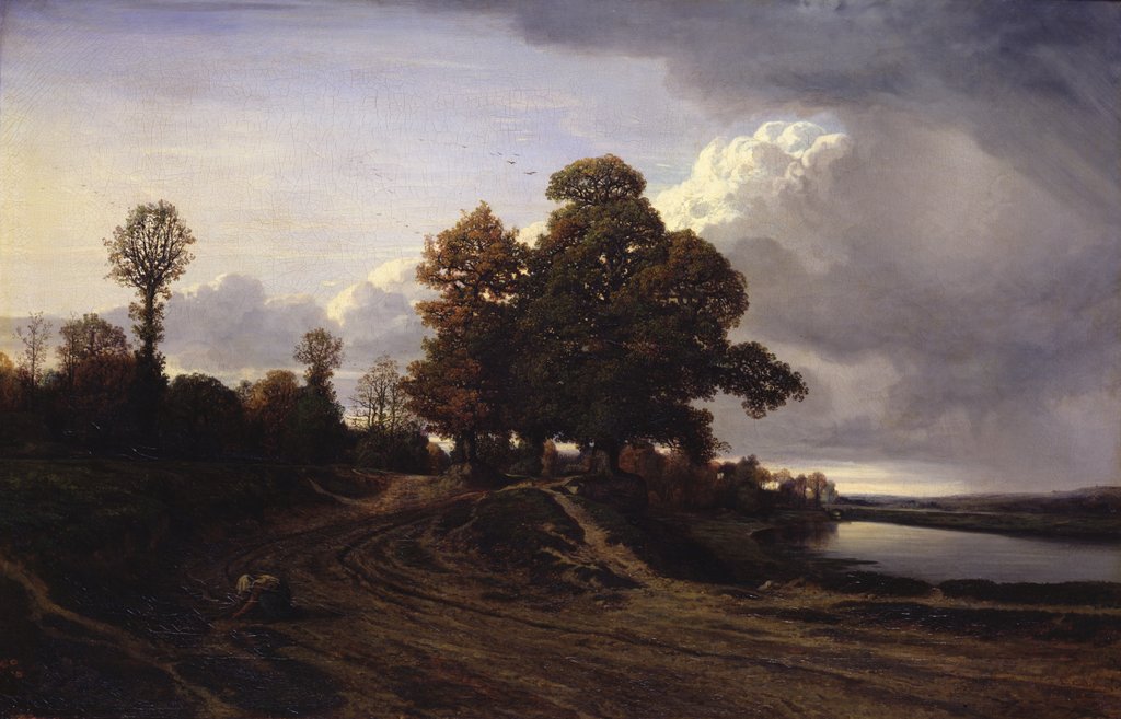 Detail of View of the lake at Ville-d'Avery, 1833 by Nicolas Louis Cabat