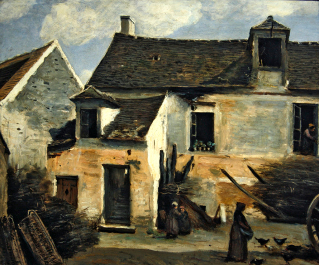 Detail of Courtyard of a bakery near Paris, or Courtyard of a House near Paris, c.1865-70 by Jean Baptiste Camille Corot