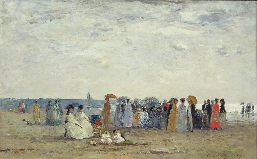 Detail of Swimmers on Trouville beach, 1869 by Eugene Louis Boudin