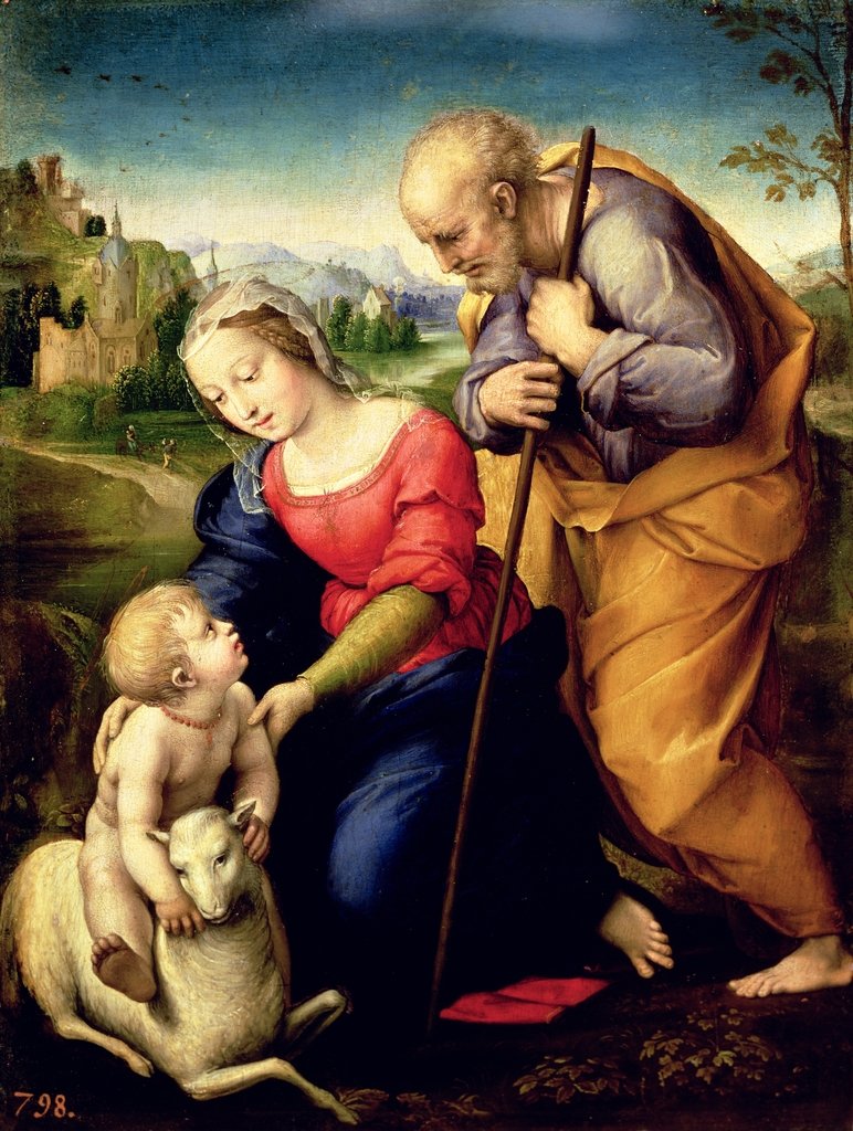 Detail of The Holy Family with a Lamb, 1507 by Raphael