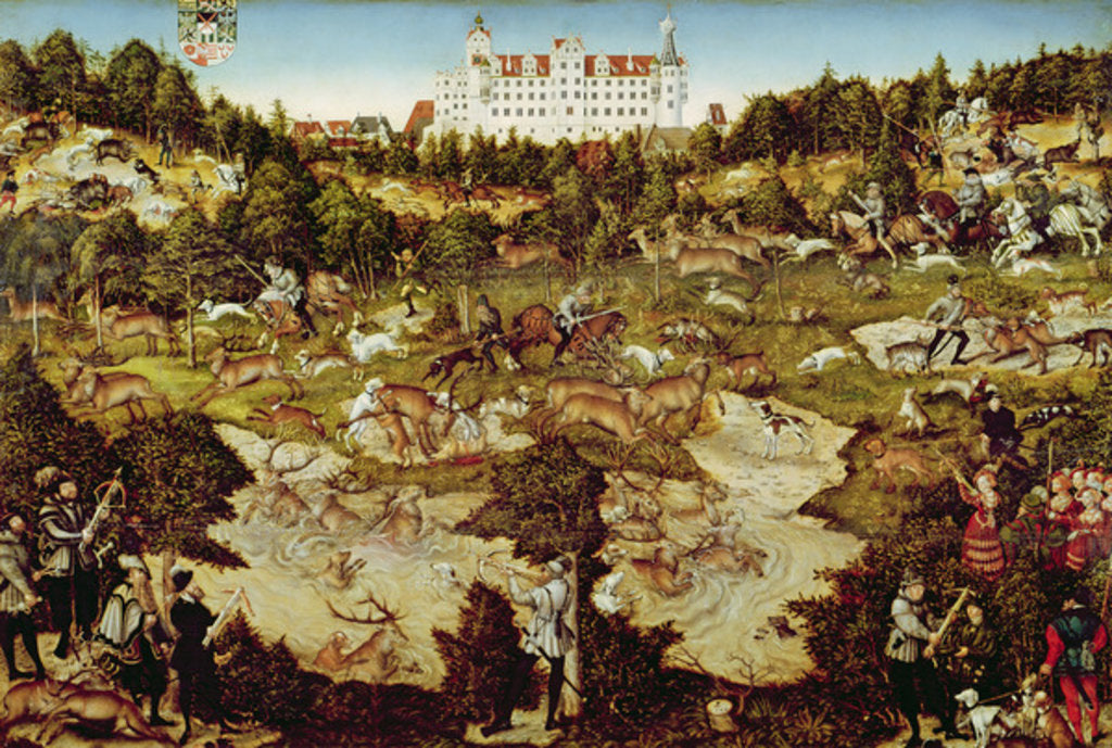 Detail of Hunt in Honour of the Emperor Charles V near Hartenfels Castle, Torgau, 1544 by Lucas the Elder Cranach
