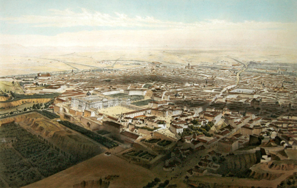 Detail of General view of Madrid taken from the Bridge of Segovia, 1854 by Alfred Guesdon