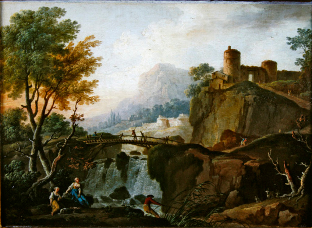Detail of Landscape, 1766 by Charles Francois Lacroix de Marseille
