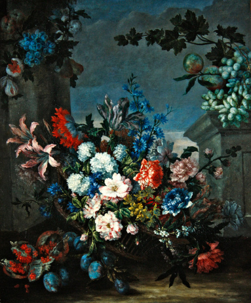 Detail of Flowers and fruit by Jean-Baptiste Monnoyer
