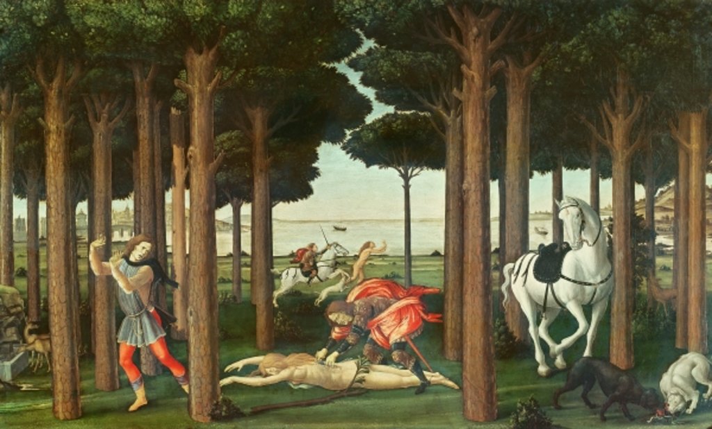 Detail of The Disembowelment of the Woman Pursued: Scene II of The Story of Nastagio degli Onesti, c.1483 by Sandro Botticelli