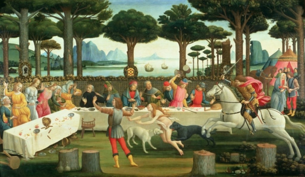 Detail of The Banquet in the Pinewoods: Scene III of The Story of Nastagio degli Onesti, c.1483 by Sandro Botticelli