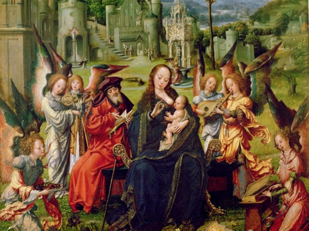 Detail of Angel musicians by Jan Gossaert