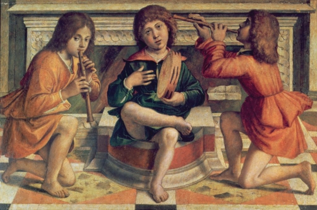 Detail of Three angel musicians by Bartolomeo Montagna