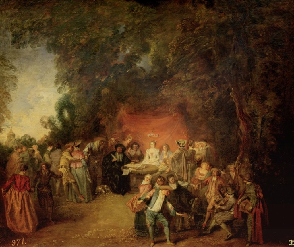 Detail of The Marriage Contract, c.1712-13 by Jean Antoine Watteau