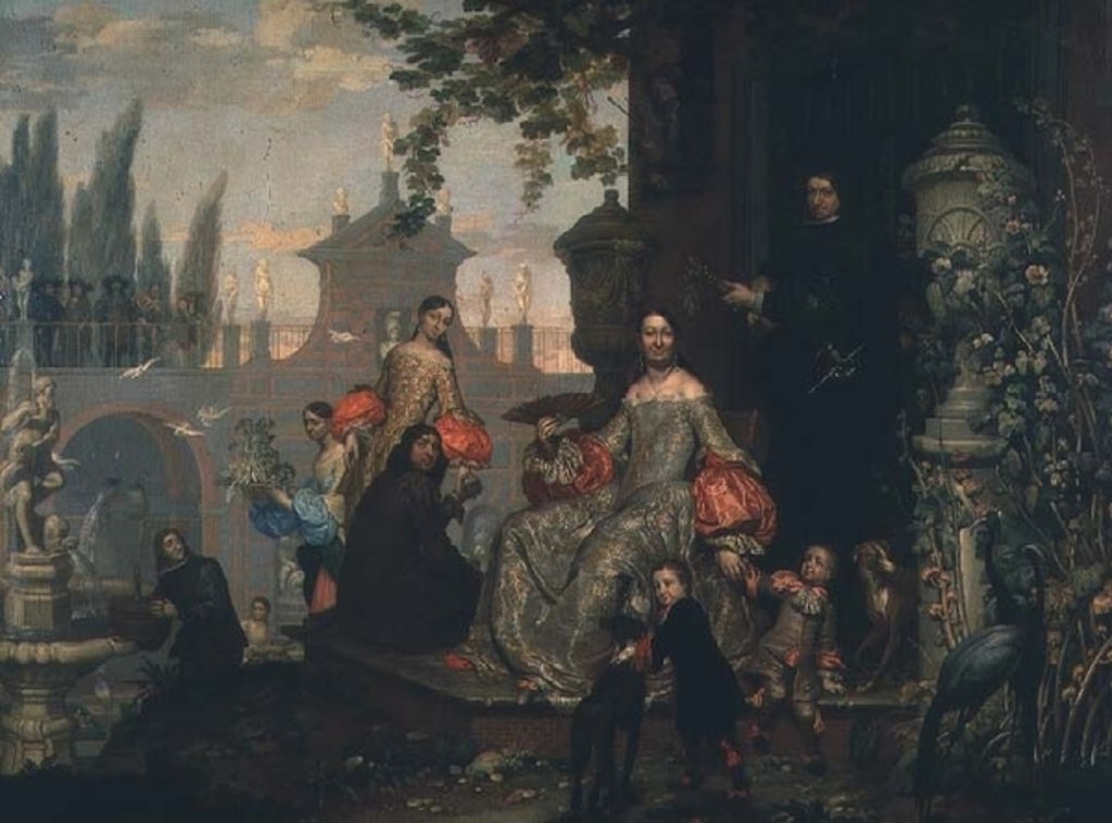 Detail of Portrait of a Family in a Garden, 1680 by Jan van the Younger Kessel