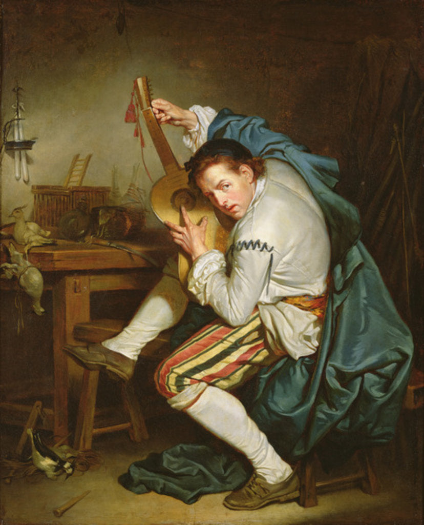 Detail of The Guitarist, Or A birdwatcher Grants His Guitar, c.1757 by Jean Baptiste Greuze
