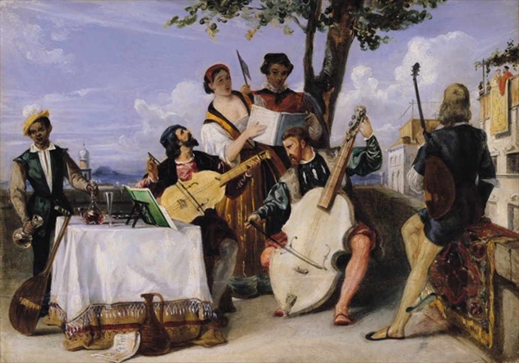 Detail of The Venetian Concert by Alexandre-Jean-Baptiste Hesse