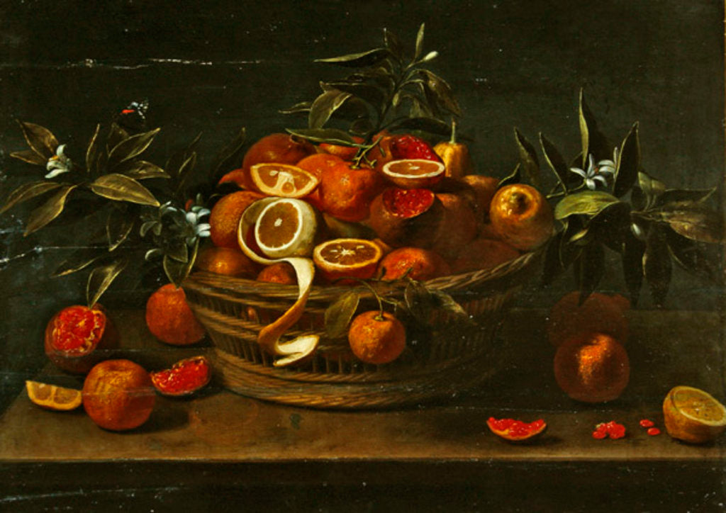Detail of Still life with lemon, orange and pomegranate by French School