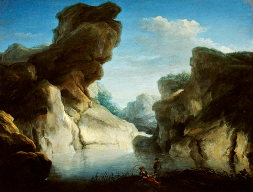 Detail of Fishermen close to a lake by Antoine Lebel