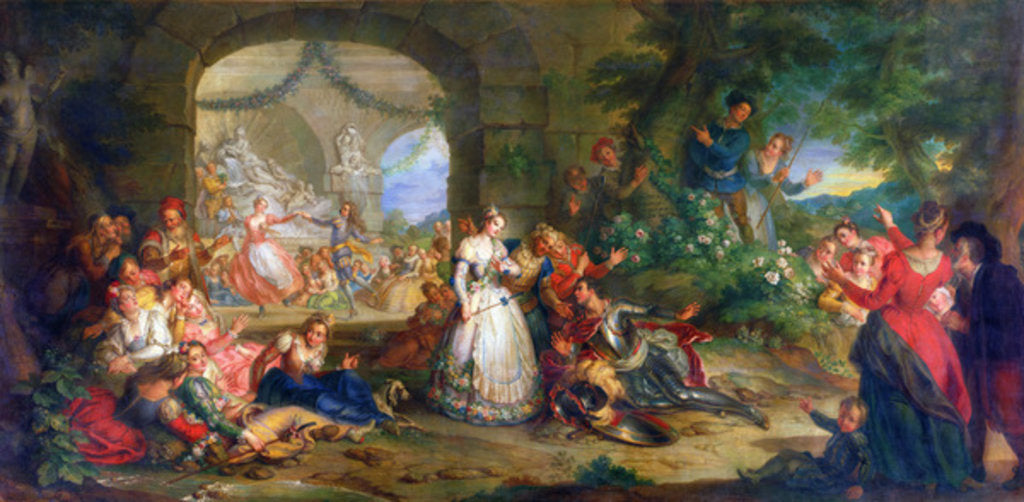 Detail of Roland is told of Angelique's Infidelity by the Shepherds by Charles Antoine Coypel